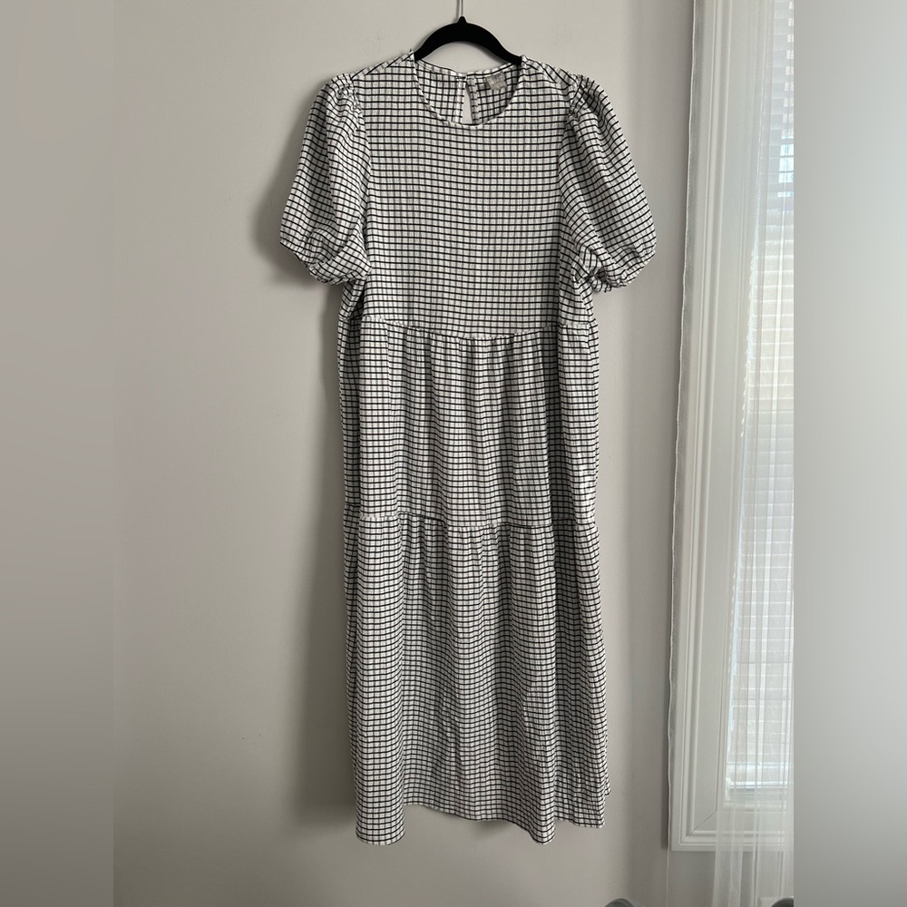 ASOS Monochrome Checkered Long Sleeve Dress
